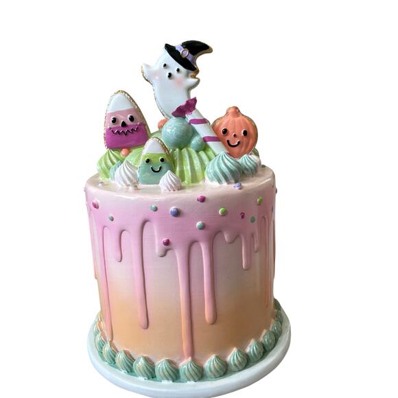 Sweet Treats Halloween Candy Corn Ghost Cake Decor 14in Resin Pastel Decor NEW - Picture 6 of 16